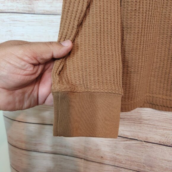 RVCA Day Shift Thermal Shirt Men’s Large Brown Waffle Knit Long Sleeve Size M - Picture 15 of 15